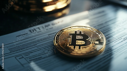 Cryptocurrency Bitcoin on a Tax Form, Blockchain Technology