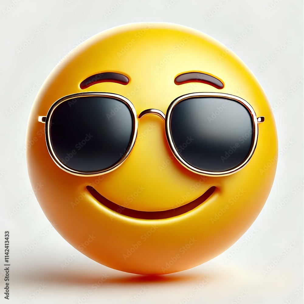 Detailed 3D Emoji with Cool Expression Detailed 3D Emoji with Cool Expression