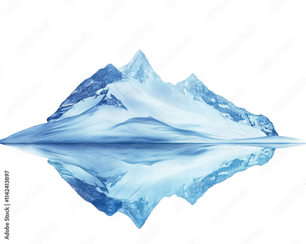 Obraz premium Beautiful mountain reflecting in calm waters with snow and ice landscape.