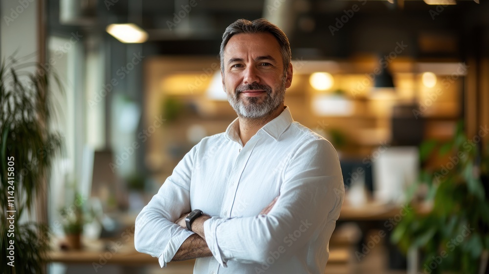 Environmental portrait of a professional in a modern workspace, blending natural and artificial lighting, Environmental portrait of a professional in a modern workspace, blending natural and artificial lighting,