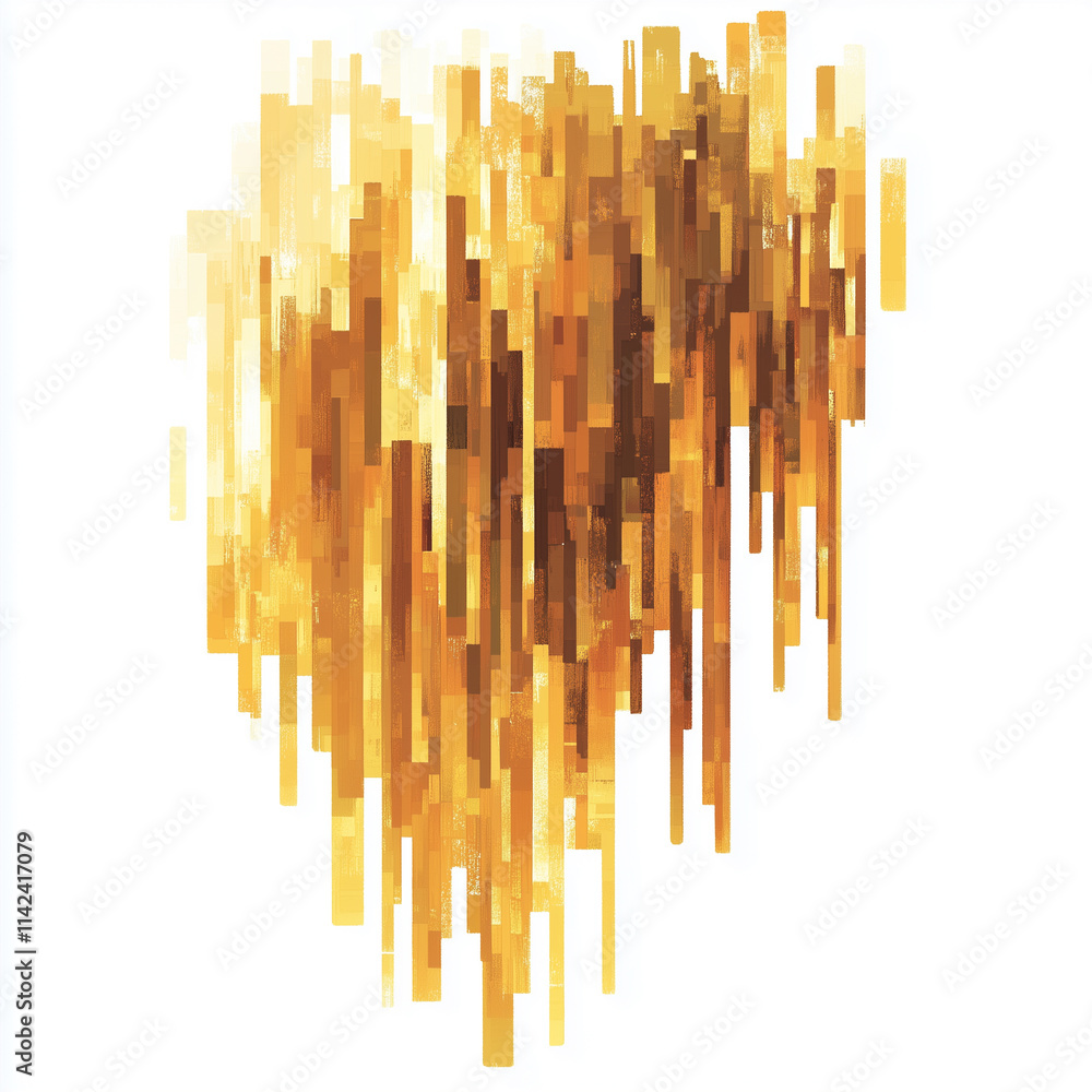 Gold colored flat digital pixel art modern design isolated on white Gold colored flat digital pixel art modern design isolated on white