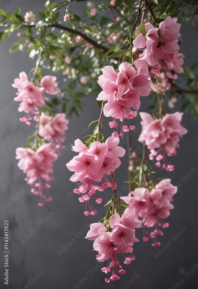 Stunning close-up of pink shower flowers hanging from a branch, hanging, branch, flowers Stunning close-up of pink shower flowers hanging from a branch, hanging, branch, flowers