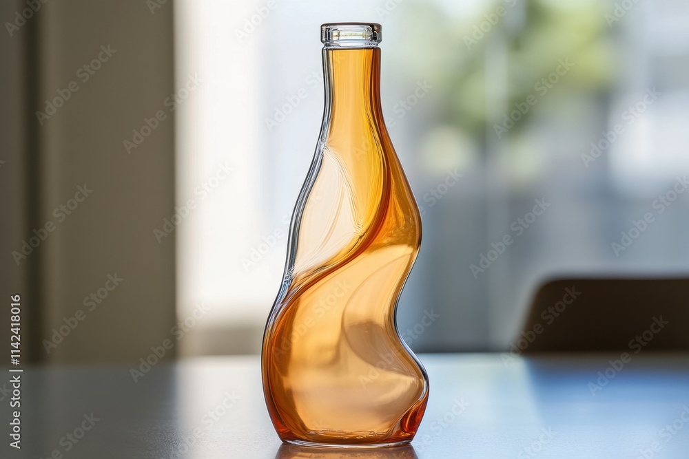 Amber Glass Bottle with a Unique Swirling Design Amber Glass Bottle with a Unique Swirling Design