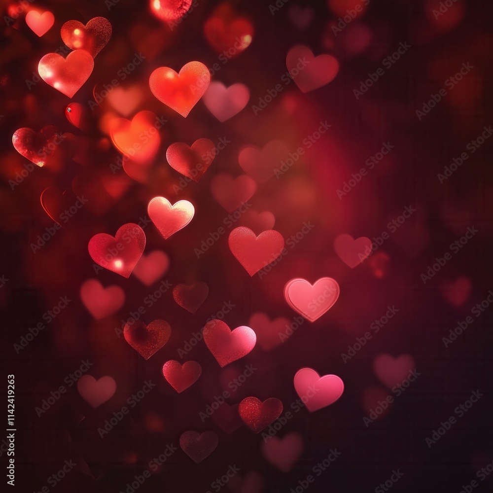 Red Hearts Background with Soft Bokeh Lights Red Hearts Background with Soft Bokeh Lights