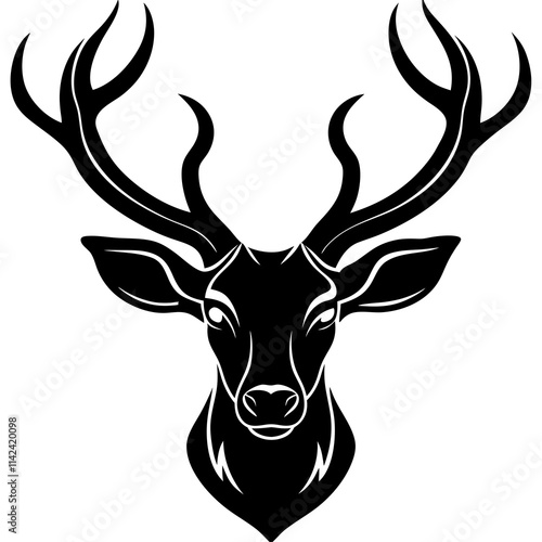 deer head vector silhouette on white background