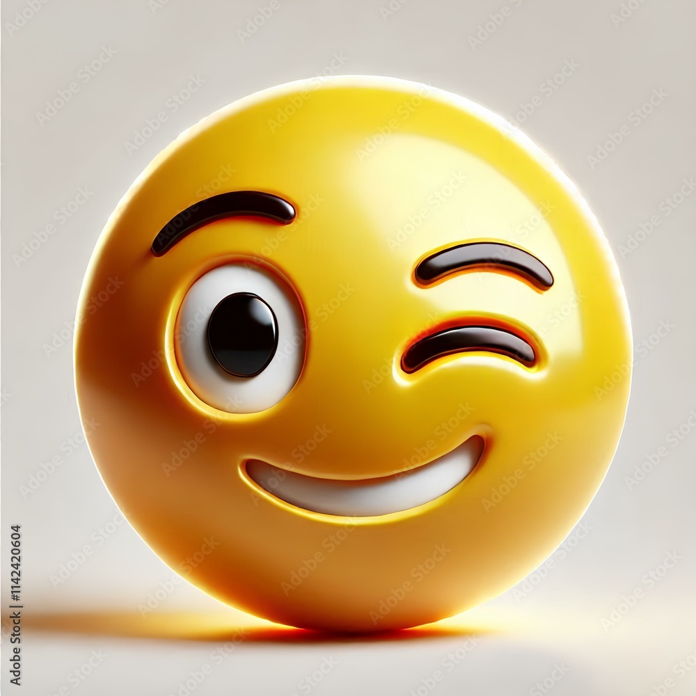 Fototapeta premium Yellow 3D Emoji Winking Face