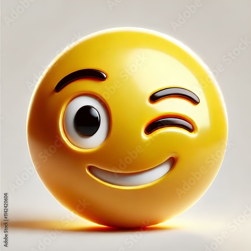 Yellow 3D Emoji Winking Face photo