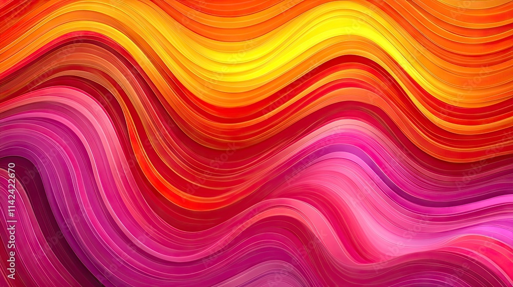 Vibrant Abstract Waves in Warm Colors of Red, Pink, and Yellow Vibrant Abstract Waves in Warm Colors of Red, Pink, and Yellow