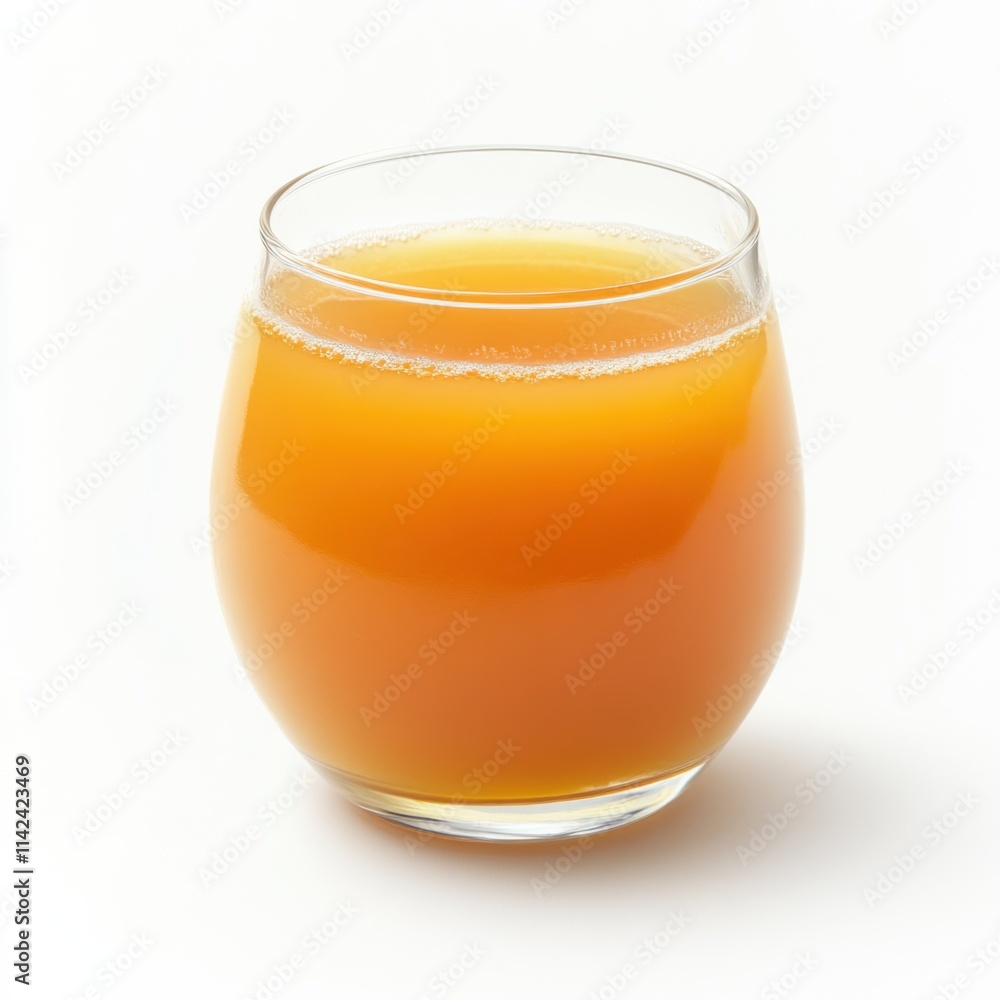 Freshly squeezed orange juice served in a glass with a smooth finish and vibrant color Freshly squeezed orange juice served in a glass with a smooth finish and vibrant color