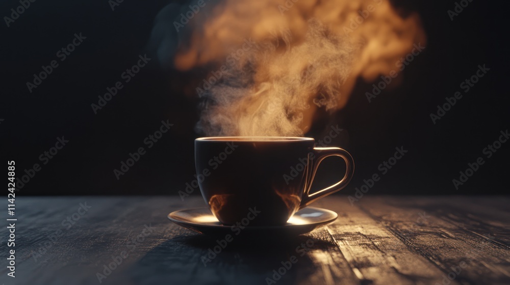 Steaming cup of coffee