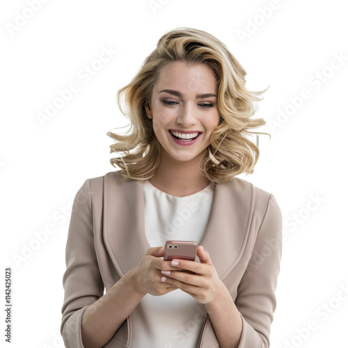 Joyful Businesswoman on Smartphone 