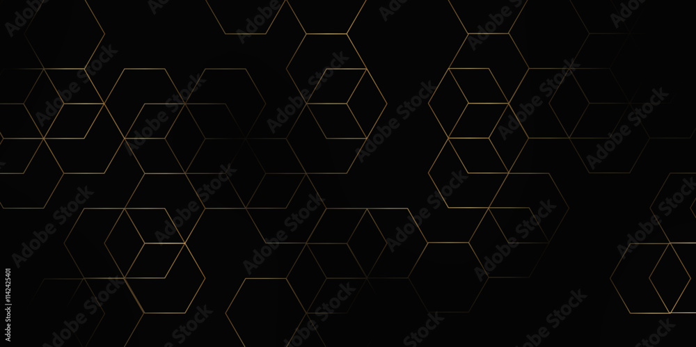 luxury black pattern geometric mesh cell texture. Abstract minimal geometric black and gold light background. abstract hexagon geometric surface vector illustration Poster, wallpaper, Landing page. luxury black pattern geometric mesh cell texture. Abstract minimal geometric black and gold light background. abstract hexagon geometric surface vector illustration Poster, wallpaper, Landing page.