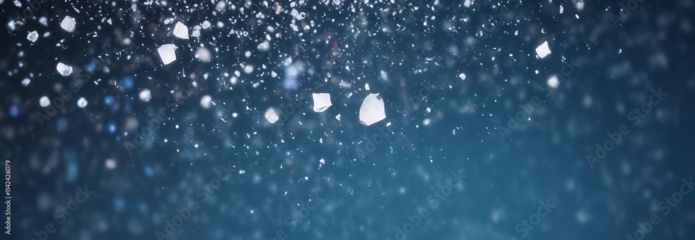 Whimsical floating white particles on dreamy blue background, whimsy, dreamlike, fantasy, magical Whimsical floating white particles on dreamy blue background, whimsy, dreamlike, fantasy, magical