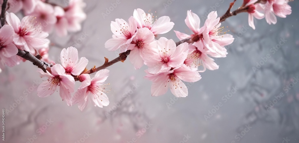 Whimsical watercolor design with delicate pink cherry blossoms, cherry blossoms, delicate, branches Whimsical watercolor design with delicate pink cherry blossoms, cherry blossoms, delicate, branches
