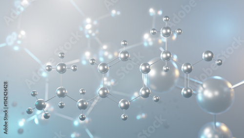 ibuprofen molecular structure, 3d model molecule, anti-inflammatory drug, structural chemical formula view from a microscope photo