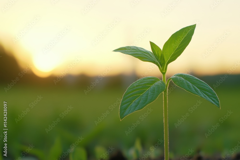 A single seedling stretches towards the sky, symbolizing growth and hope. A single seedling stretches towards the sky, symbolizing growth and hope.