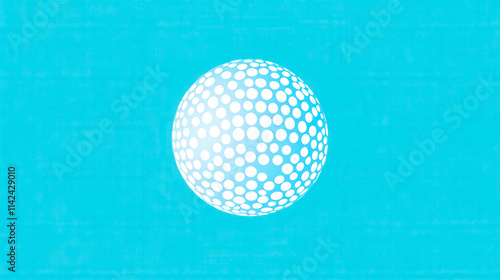 Minimalist golf ball icon on light blue textured background