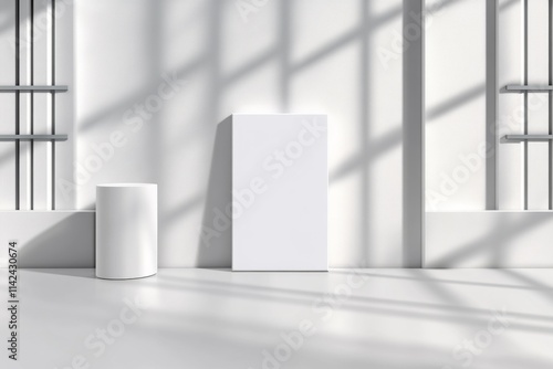 A minimalist illustration of a rectangular frame with clean, geometric lines, drawn in soft monochromatic tones on a white background photo