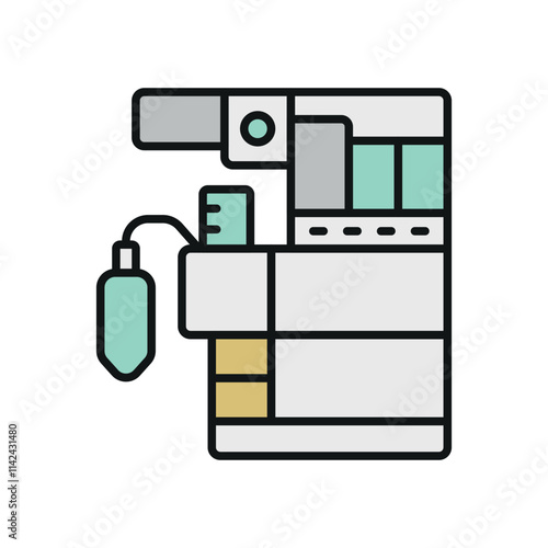 Anesthesia machine icon features a precise and professional design, perfect for representing surgical equipment, operating rooms, or healthcare facilities