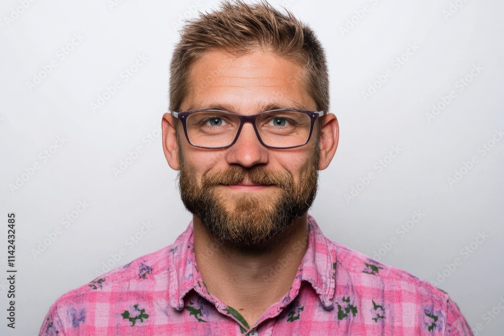 Obraz premium man wearing glasses and pink patterned shirt