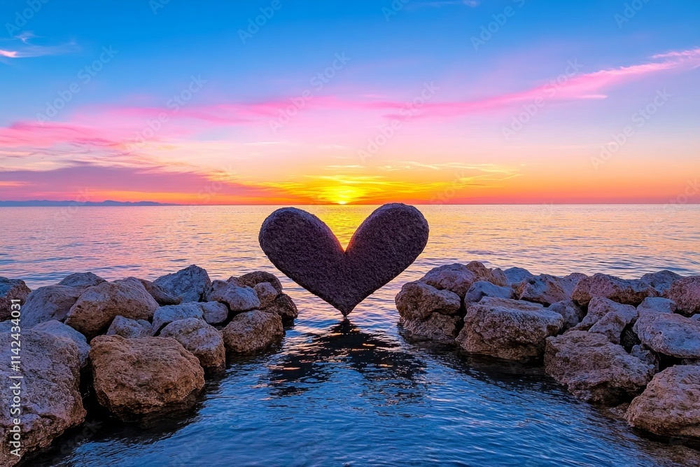 Fototapeta premium A person framing a landscape photo with their hands, forming a rectangle with their fingers against a stunning sunset