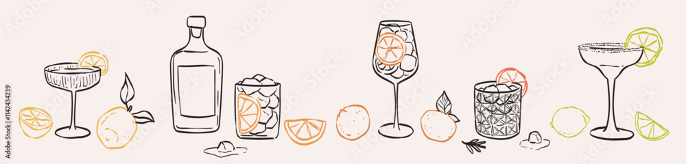 Φωτογραφία Hand drawn collection of drinks and cocktails