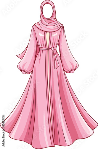 hijab and abaya dress wearing Muslim girl mockup
