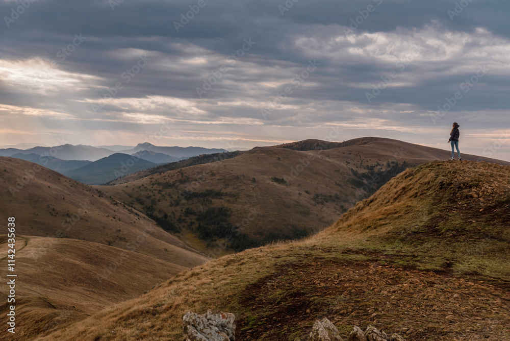 Woman Tourist on the Edge of Mountain in Zlatibor
