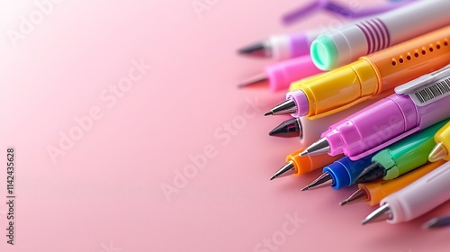 Highlighter and Document Annotator Symbolize Enhanced E Learning Tools on Pastel Pink Background