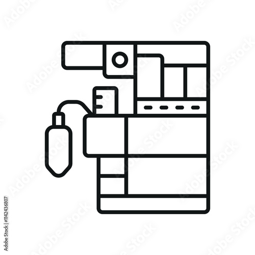 Anesthesia machine icon features a precise and professional design, perfect for representing surgical equipment, operating rooms, or healthcare facilities