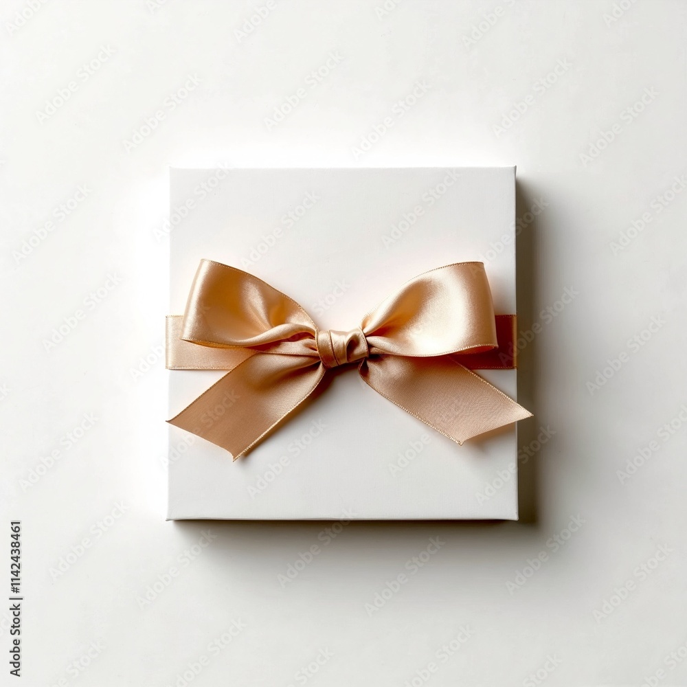 Personalized Blank Card with Satin Ribbon on a White Background with Shadows Personalized Blank Card with Satin Ribbon on a White Background with Shadows