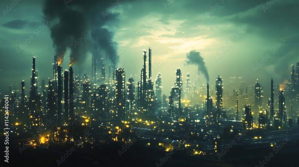 Obraz premium Oil refineries and chemical plants in industrial areas