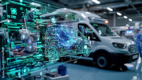Futuristic Ambulance Equipped with Advanced Navigation and Patient Monitoring Technology