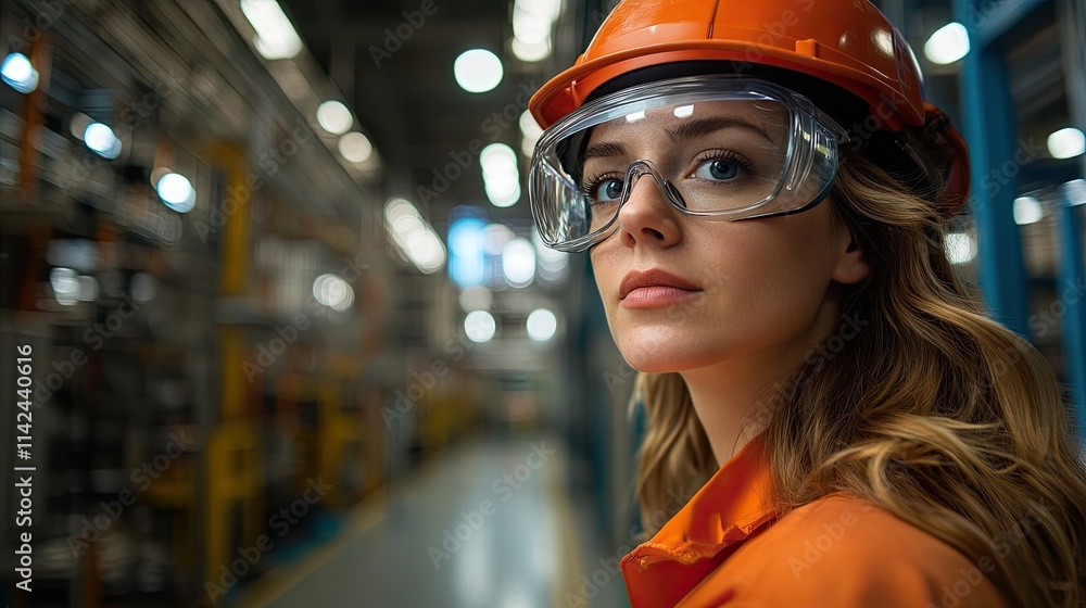 A technician in a contemporary manufacturing facility wearing augmented reality glasses A technician in a contemporary manufacturing facility wearing augmented reality glasses