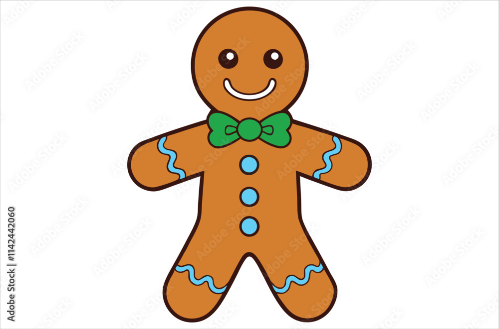 Cute Christmas gingerbread man in flat style isolated on white background. Christmas cookies, Vector illustration Cute Christmas gingerbread man in flat style isolated on white background. Christmas cookies, Vector illustration