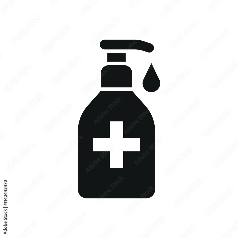 Antiseptic icon features a clean and modern design, perfect for representing hygiene products, wound care, or infection prevention
