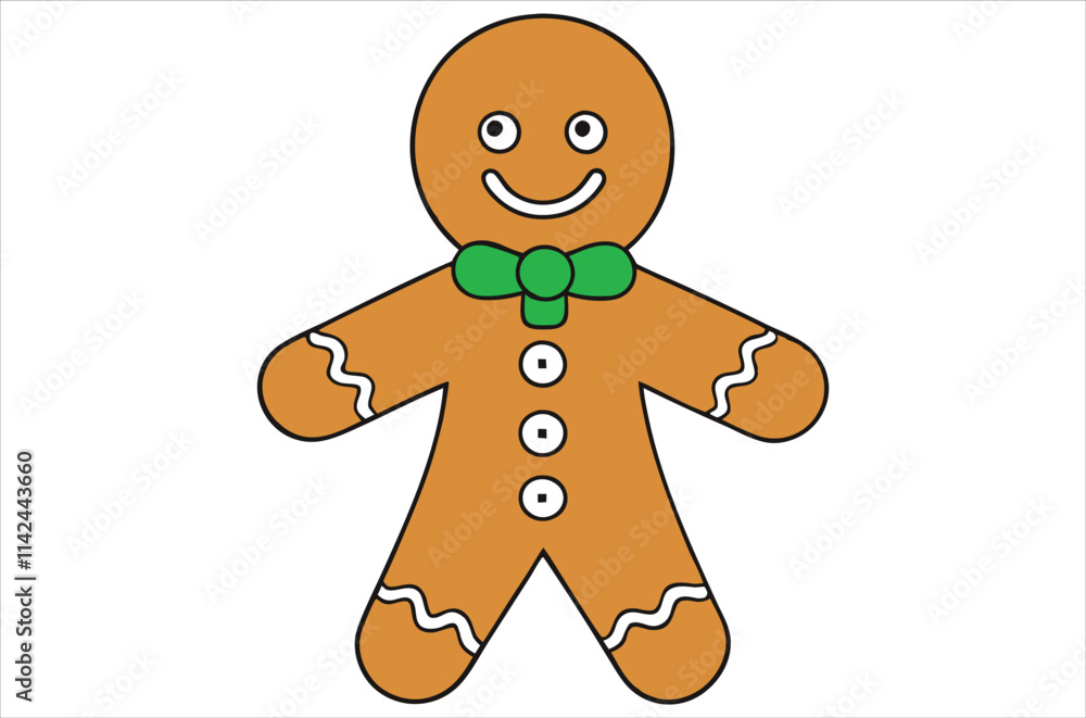 Cute Christmas gingerbread man in flat style isolated on white background. Christmas cookies, Vector illustration Cute Christmas gingerbread man in flat style isolated on white background. Christmas cookies, Vector illustration
