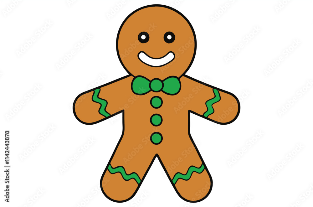 Cute Christmas gingerbread man in flat style isolated on white background. Christmas cookies, Vector illustration Cute Christmas gingerbread man in flat style isolated on white background. Christmas cookies, Vector illustration