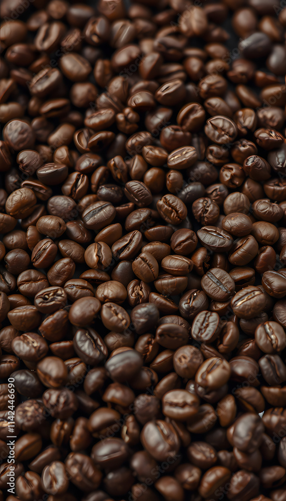 Fototapeta premium Roasted coffee grains, close-up, dinamic scene. isolated with white highlights