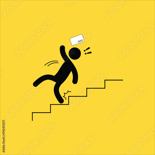 Caution symbols with stick figure man. Vector illustration design. Eps 10.