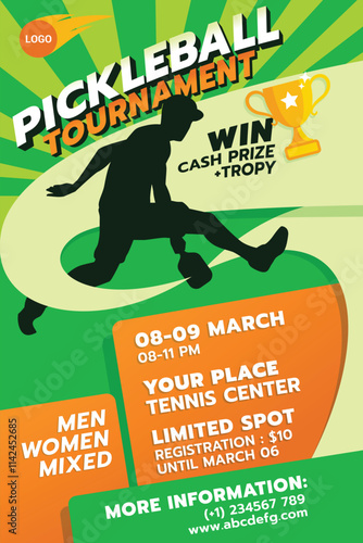 pickleball flyer template for tournament, match, training, event, etc.