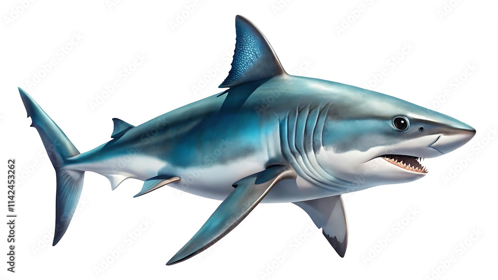 Naklejka premium Shark on a White Background