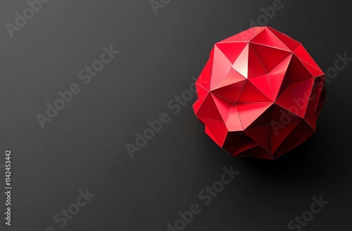 An abstract 3D illustration of a low poly sphere with a disordered design. photo