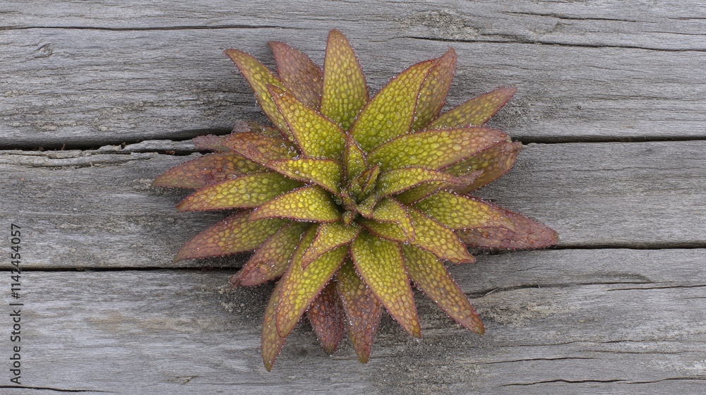Colorful Succulent Plant on Weathered Wooden Background Colorful Succulent Plant on Weathered Wooden Background