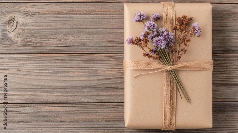 Fototapeta premium Eco-Friendly Gift Packaging Concept with Flowers