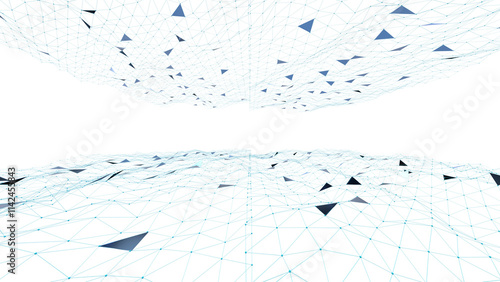 Abstract digital background of points and lines. Glowing black plexus. Big data. Network or connection. Abstract technology science background. 