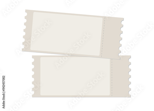 Empty ticket templates. Tickets for cinema, concert, theater, club, event, movie, circus, festival film etc. Vector realistic Mockup. Event admission, entrance pass label. EPS10.