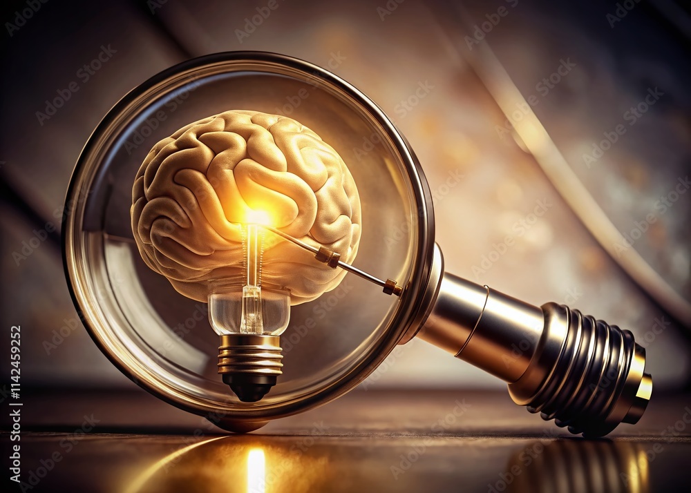Brain Bulb Innovation: Magnifying Glass Product Photography Power of Human Ingenuity Brain Bulb Innovation: Magnifying Glass Product Photography Power of Human Ingenuity