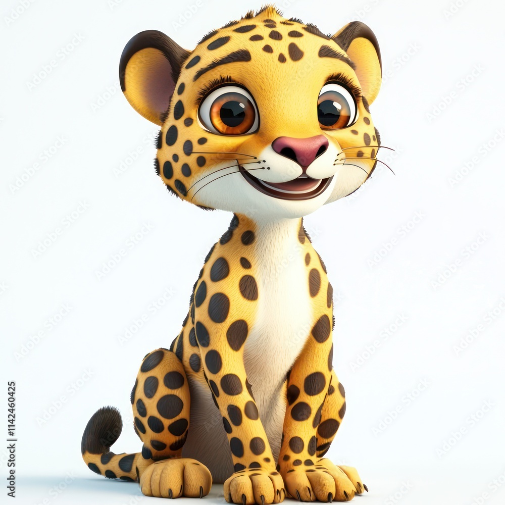 Cheetah depicted joyfully in high-resolution 3D. Cheetah depicted joyfully in high-resolution 3D.