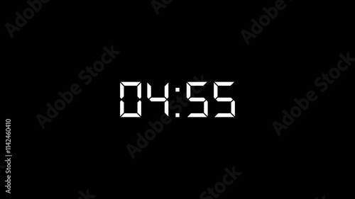Dynamic 5 Minute Countdown Animation Engaging Timer Visuals for Events, Presentations, and Interactive User Experience Designs.